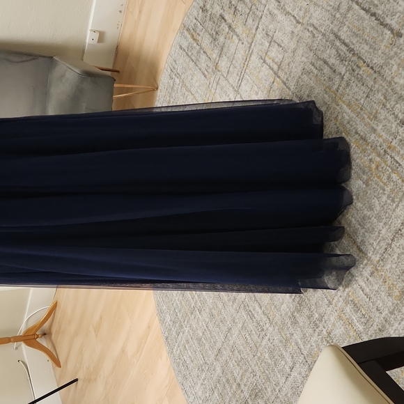 Size 2/4 dark navy pink sequin floral and tulle aline gown by Sherri Hill NWT - Picture 10 of 16